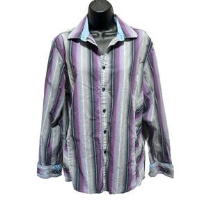 INC International Concepts Blue/Purple Plaid Button Up Shirt‎ Long Sleeve Size M
